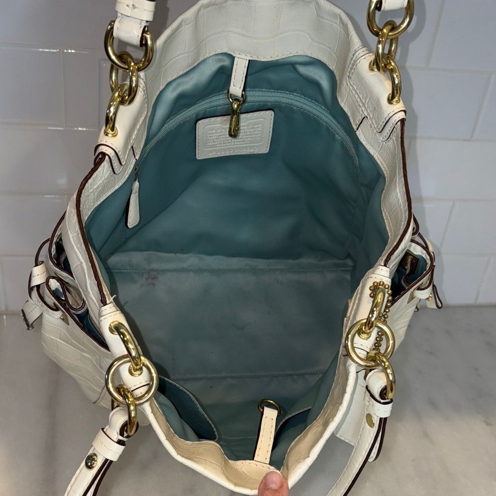 Coach Bag Purse Handbag Leather Peyton Embossed Croc Exotic Large Shoulder Tote - Picture 12 of 16